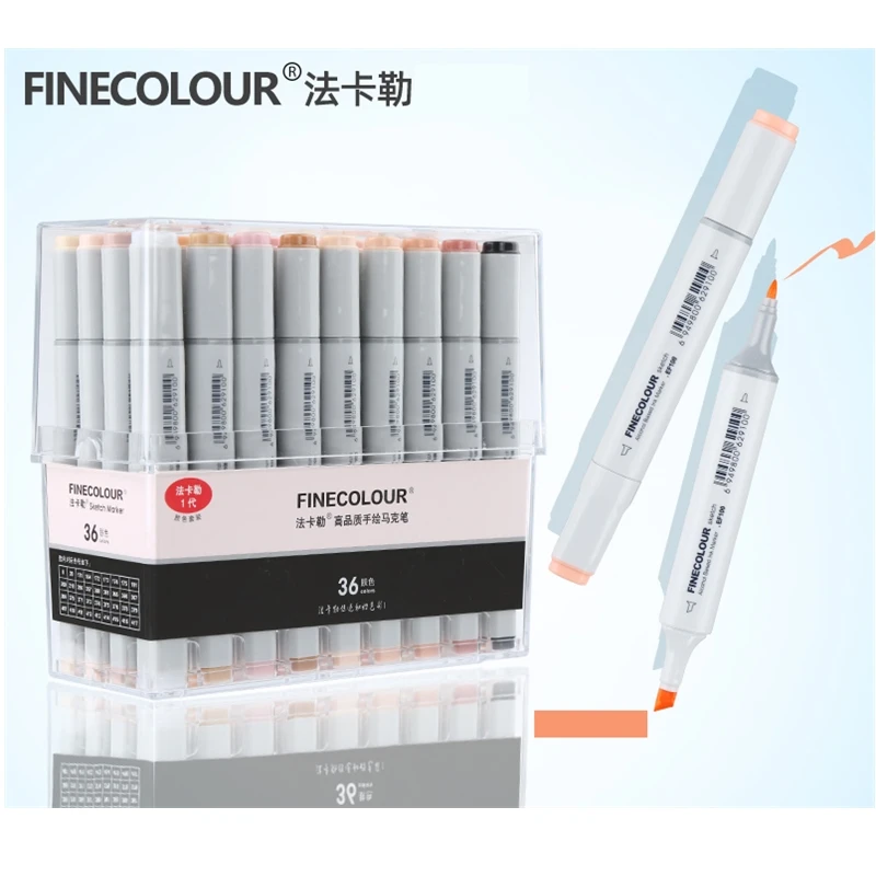 

12/36 colors Finecolour EF102 Double-headed Soft/hard Marker Brush Professional Sketch Drawing Art Markers Pen Art supplies