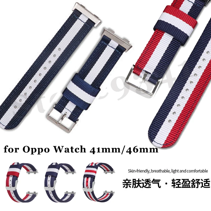 ไนลอนสำหรับ OPPO นาฬิกา41มม.46มม.สร้อยข้อมือที่มีสีสันสำหรับ OPPO นาฬิกา41มม.46มม.สายรัด