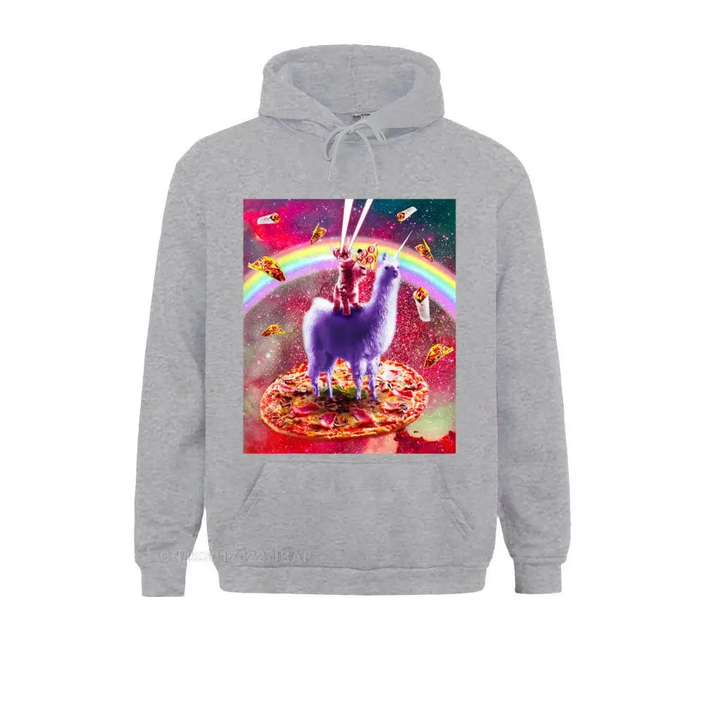 Laser Eyes Outer Space Cat Riding On Llama Unicorn Hoodie Hoodies For Adult Tight Sweatshirts Geek New Arrival Clothes