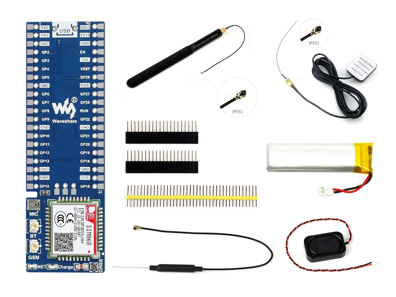 Waveshare SIM868 GSM/GPRS/GNSS Module for Raspberry Pi Pico,Bluetooth Connection,Supports 2G Communication,Phone Call,SMS,GNSS