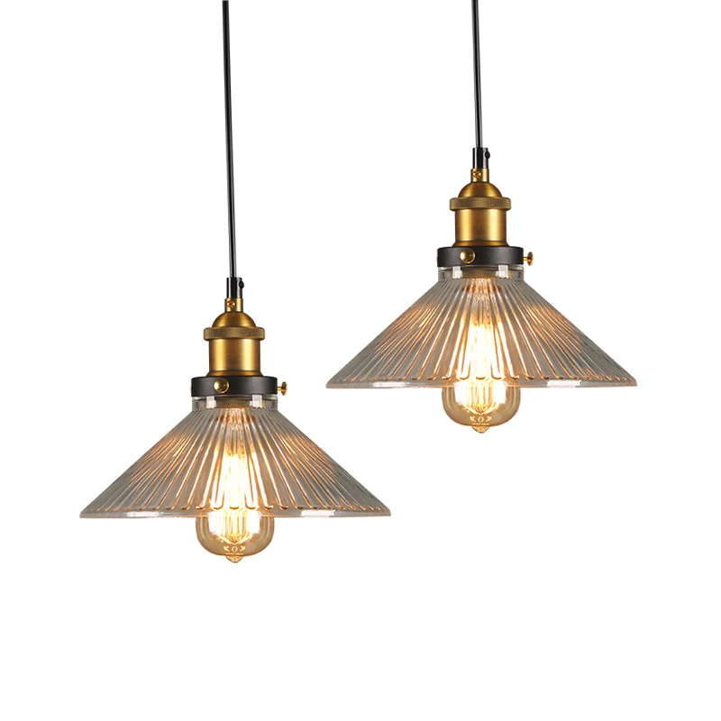 Simple Glass Single-Head Retro Industrial Style Restaurant Bar Aisle Study Chandelier