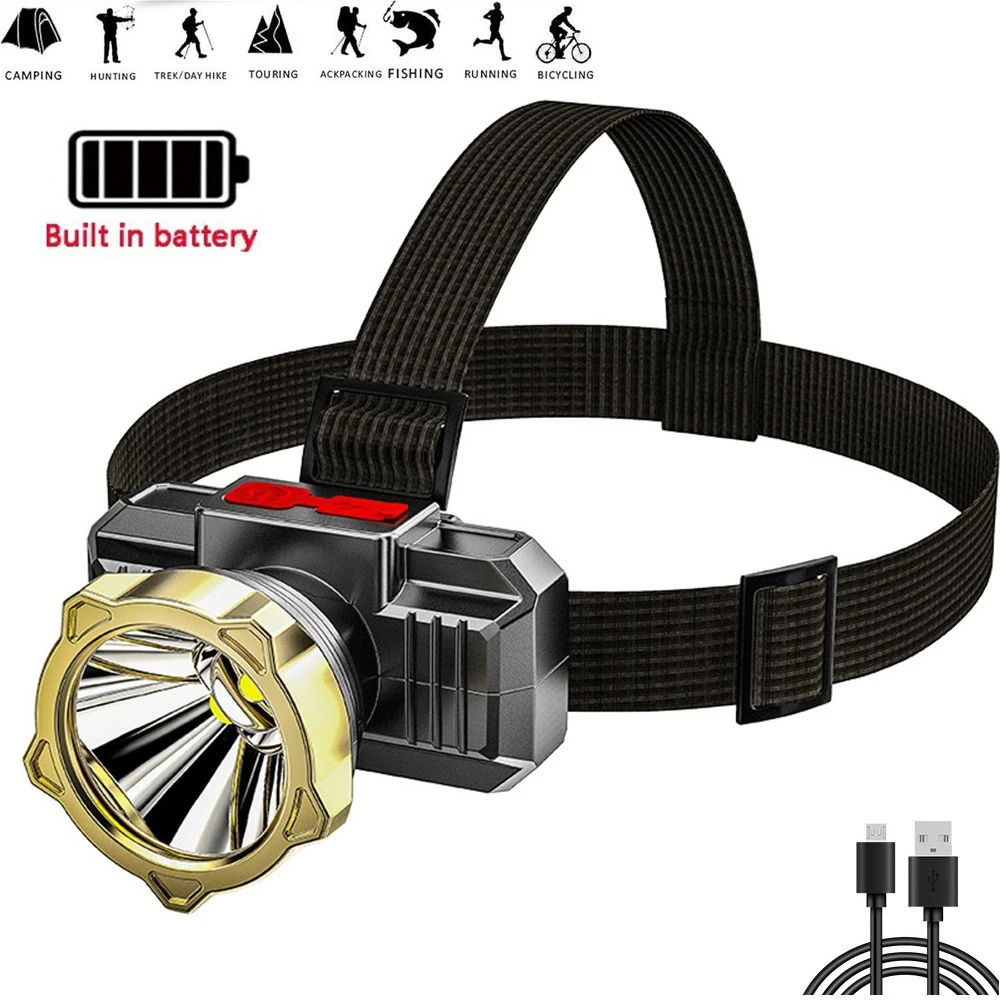 Mini Portable Super Bright Headlamp USB Rechargeable Head Lamp Outdoor Camping Fishing Waterproof Flashlight Headlight