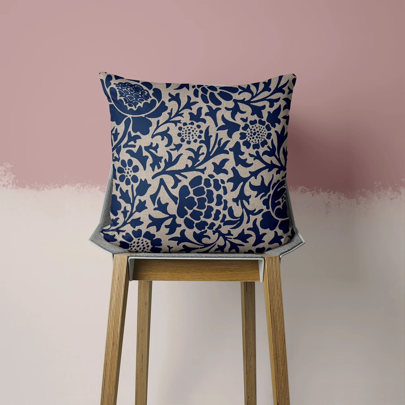 Navy blue Floral Plant Pattern Home  Pillow Linen Decor Pillow For Sofa Living Room Decoration Cushion Cover 40x40 45x45