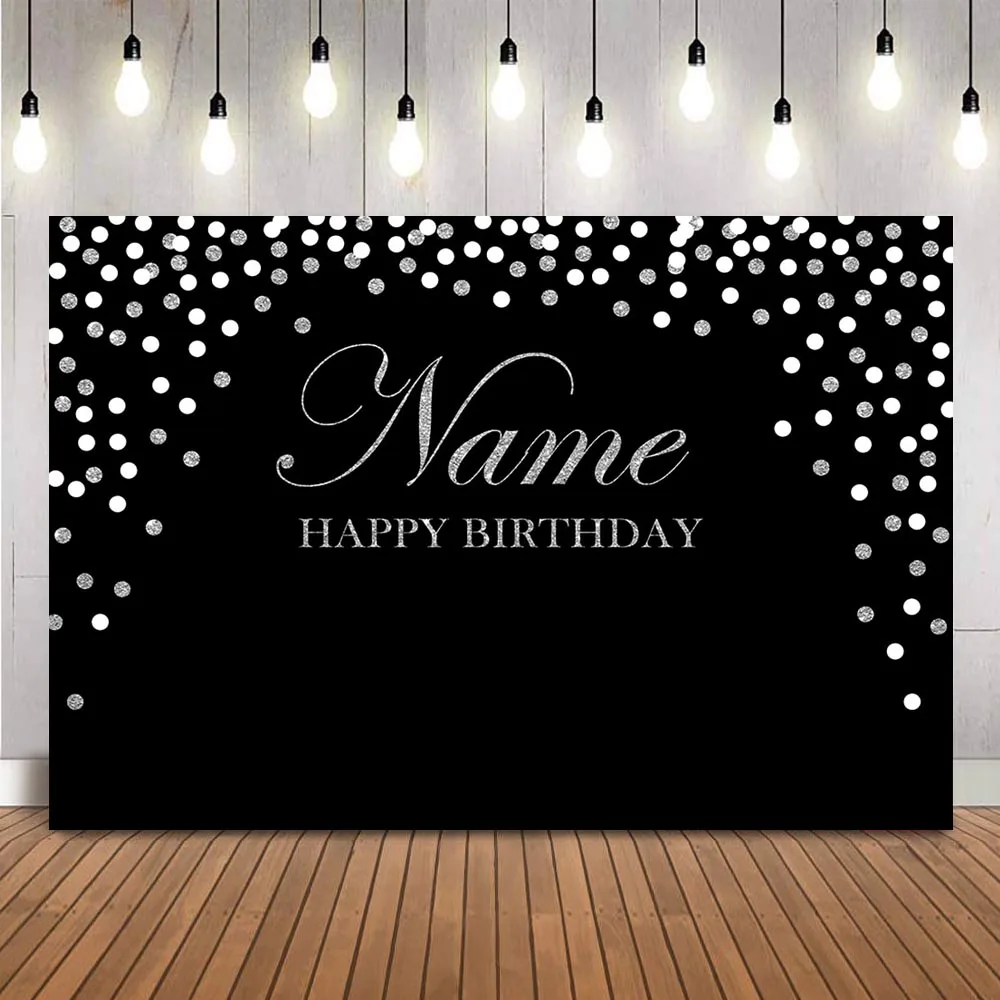 Sliver glitter birthday backdrop happy birthday party decoration photo background studio adult theme birthday photocall custom