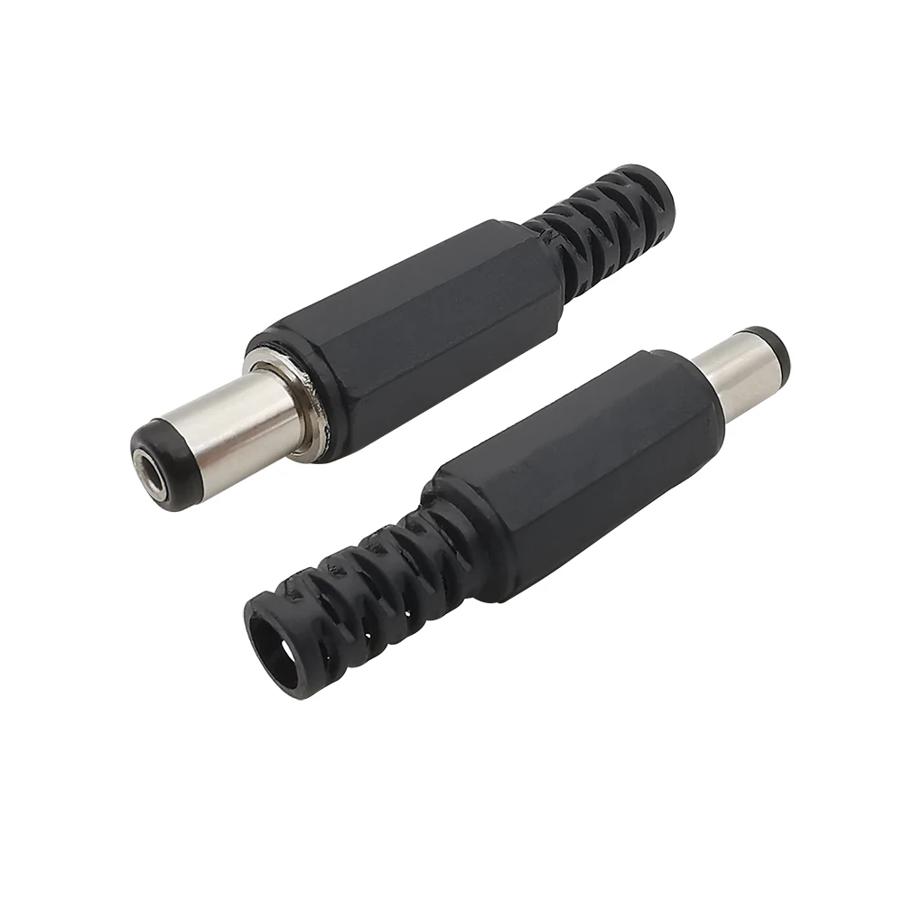 5.5x2.1mm DC Power Male Female Socket Adapter 12V 5.5*2.1mm DC Power Supply Plug Jack Screw Nut Panel Mount Connector 10/5/1Pair