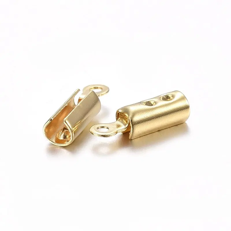 200pcs 304 Stainless Steel Folding Over Unclosed Crimp Cord Ends Leather Clasp Tip End Jewelry Connector for Jewelry Making