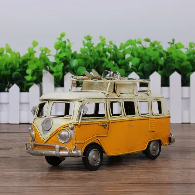 Mini car model toys Retro classic car camping bus ornamenti in ferro home coffee shop decorazioni per matrimoni regali di alta qualità