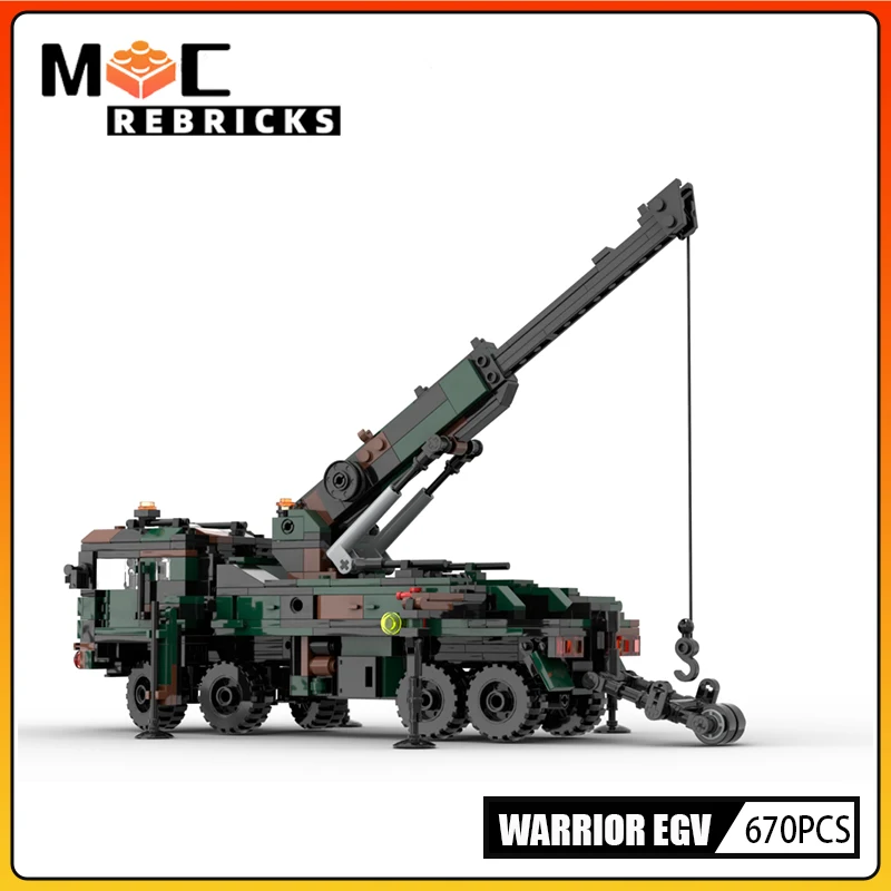 

Military Series Warrior 8x8 rescue crane Vehicle MOC Building Block WARRIOR EGV Loadable role SWAT Car Assembly Model Bricks Toy