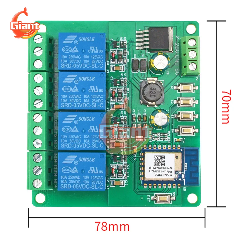 Tuya Remote WiFi Control Four-way Relay Module Mobile APP Control Smart Switch