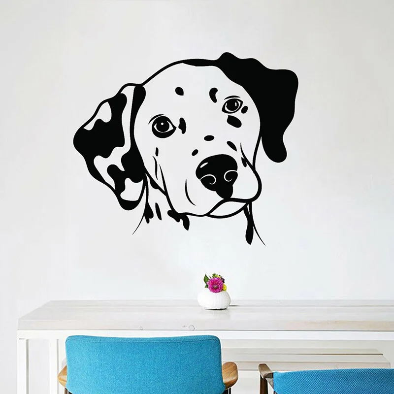 Speckle Dog Head Wall Decal Animal Pet Dalmatian Mural Grooming Salon Pets Shop Interior Decor Door Window Vinyl Stickers E694