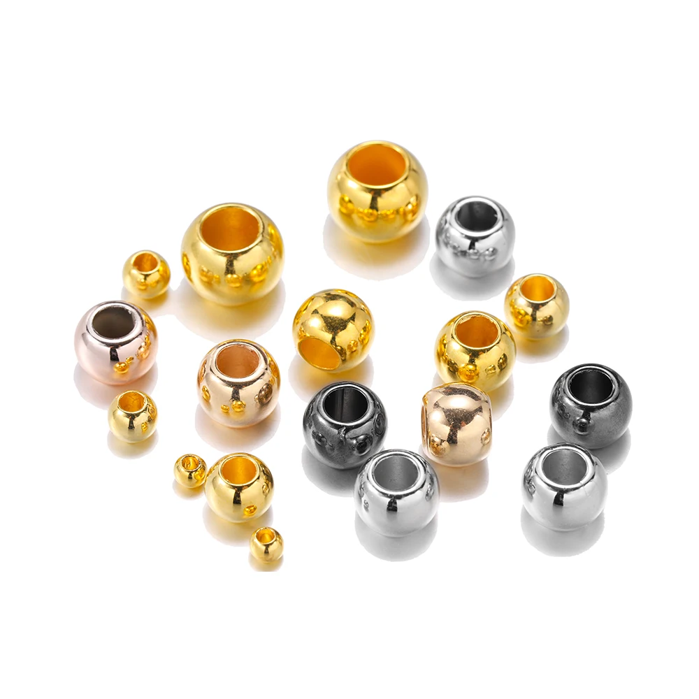 50-100pcs/lot 4 6 8 10 12 mm CCB Spacer Beads Gold Color Big Large Hole Beads For DIY Jewelry Making Accessories Wholesale image 5