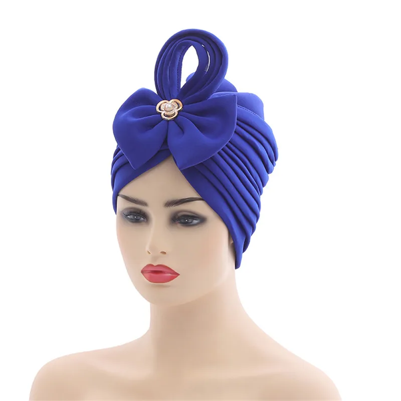 Handgemachte nigerianische Hochzeit Gele afrikanische Auto Gele Headtie muslimische Turban Kappe arabische Indien Hut weibliche Kopf Wraps Turbante Mujer – Detail 5