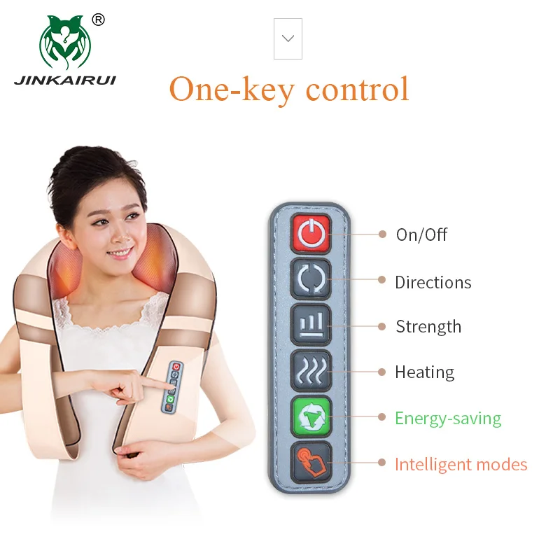 JinKaiRui U Shape Electrical Shiatsu Body Shoulder Neck Massager Back Infrared 4D kneading Massage Car Home Best Gift HealthCare