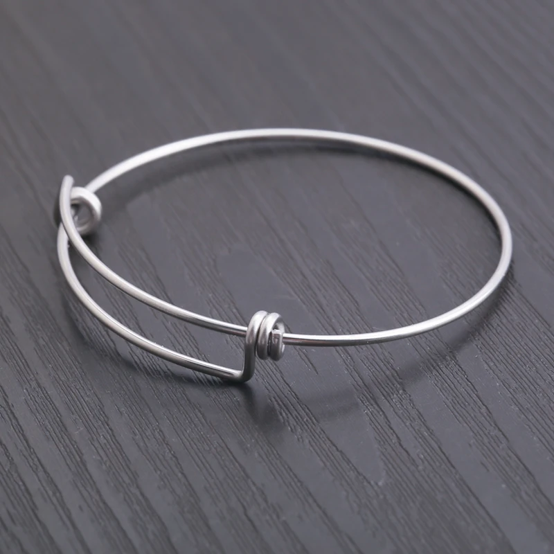 5Pcs Stainless Steel Adjustable Wire Wrist Bangle Expandable Wrapped Charms Bracelets Diy For Jewelry Making Findings Wholesale