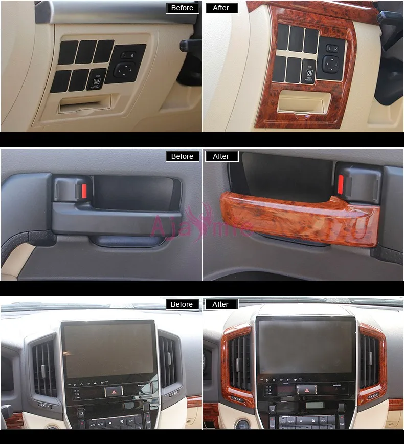 Car Styling Interior Wooden Color Package Garnish Panel Cover Trim 2016 2017 For Toyota Land Cruiser 200 Accessories