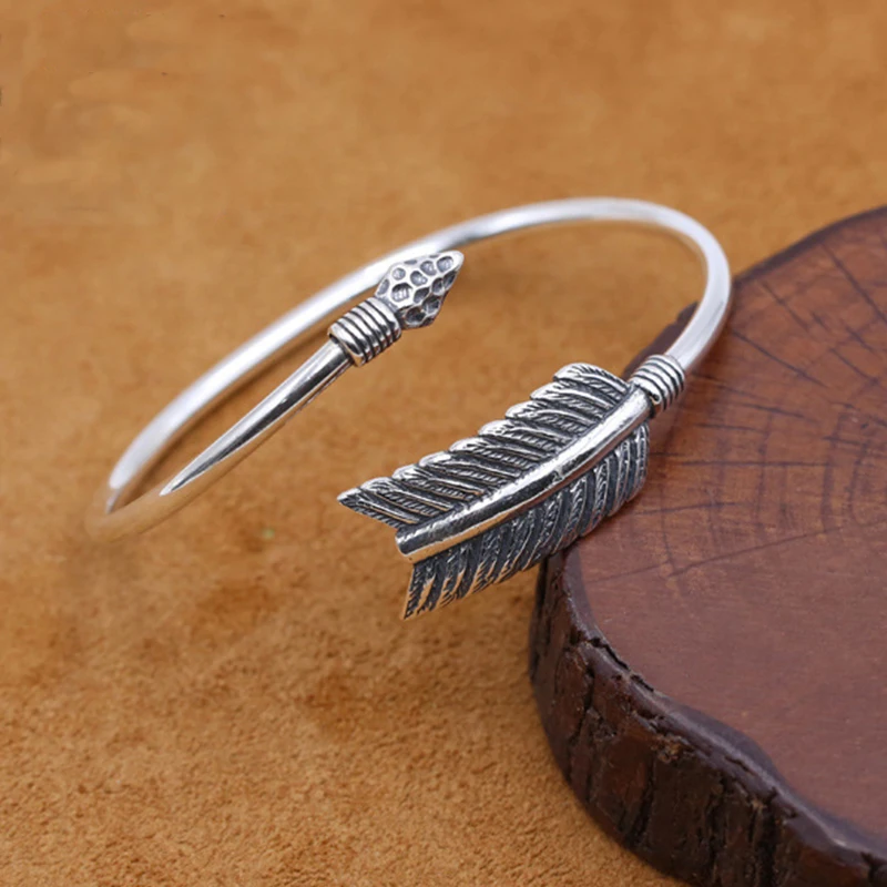 S925 sterling silver jewelry creative Indian bow and arrow bracelet simple men and women opening bracelet