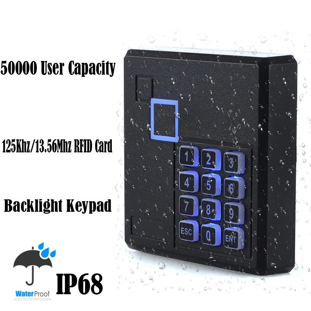 Outdoor IP68 Waterproof Access Control Keypad RFID Touch Door Opener System 5000 User Capacity EM4100 125KHz Key Card Reader