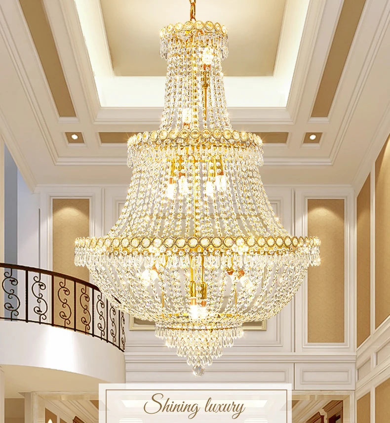 American Golden Crystal Chandelier LED Modern Chrome K9 Crystal Chandeliers Lights Fixture 3 Circles Shining Luxury Hanging Lamp