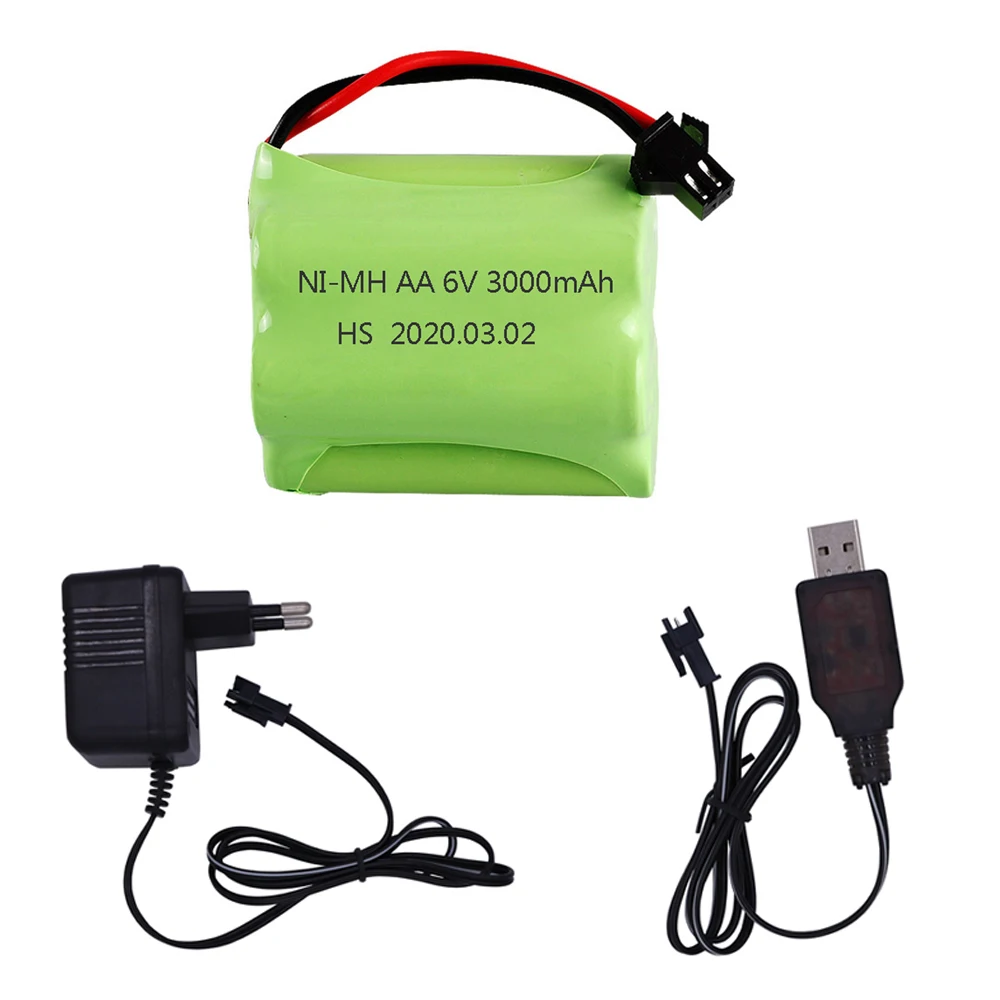 Ni-MH Battery 6V 3000mah SM Plug and USB Charger For Rc toys Cars Tanks Robots Boats Guns 5* AA 6 v Battery Pack toys accessory