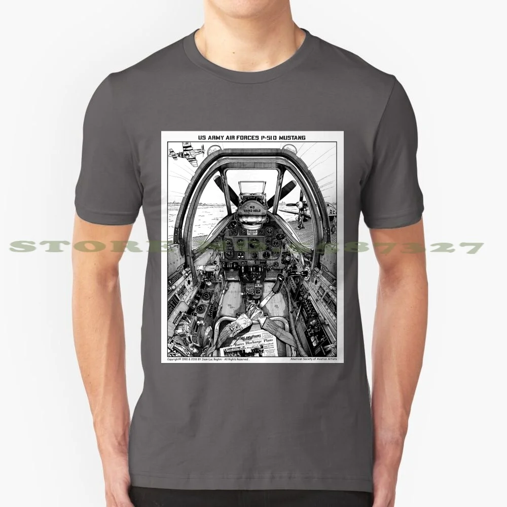 Flying The P-51D 100% Cotton T-Shirt 51D Usaaf Ww2 Battle Of Britain North American Pilot Fighter Rolls Royce Merlin Aviation