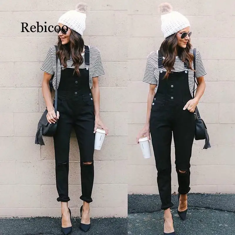 

New Black Knee Hole In The Back Pants Skinny Jeans Woman High Waist Stretch Capris Ladies Jean Femme