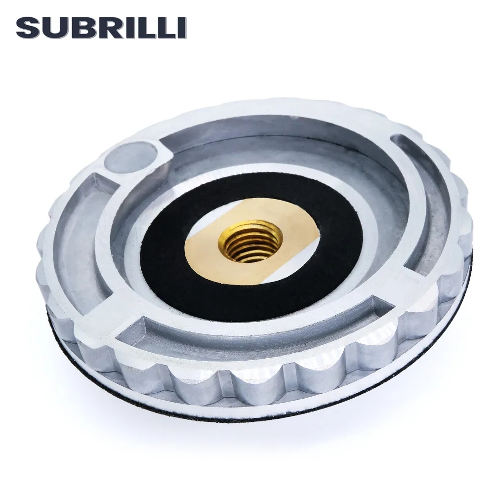 SUBRILLI 4 Inch Snail Lock Backer Pad 100mm Aluminum Rubber Adapter Backing Pad For Diamond Edge Polishing Pad Holder M14 Thread