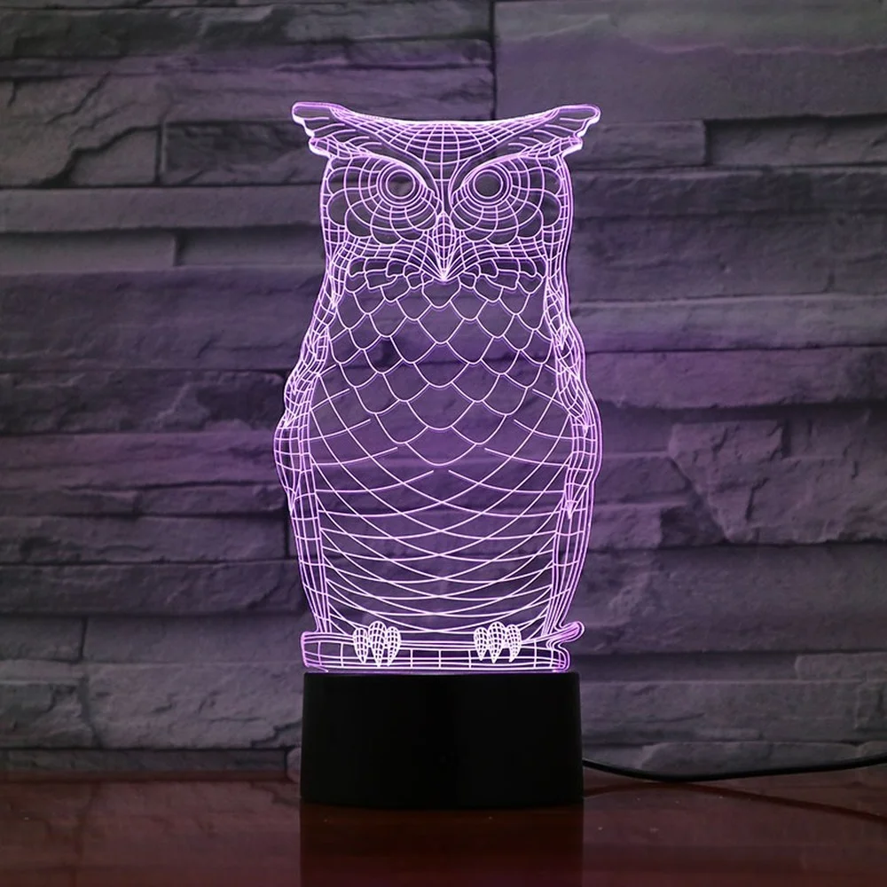 Owl Lamp 3D Night Light Led Colorful Nightlight Touch Remote Bedside Moon Lamp Bedroom Decoration Holiday Gifts for Kids Baby