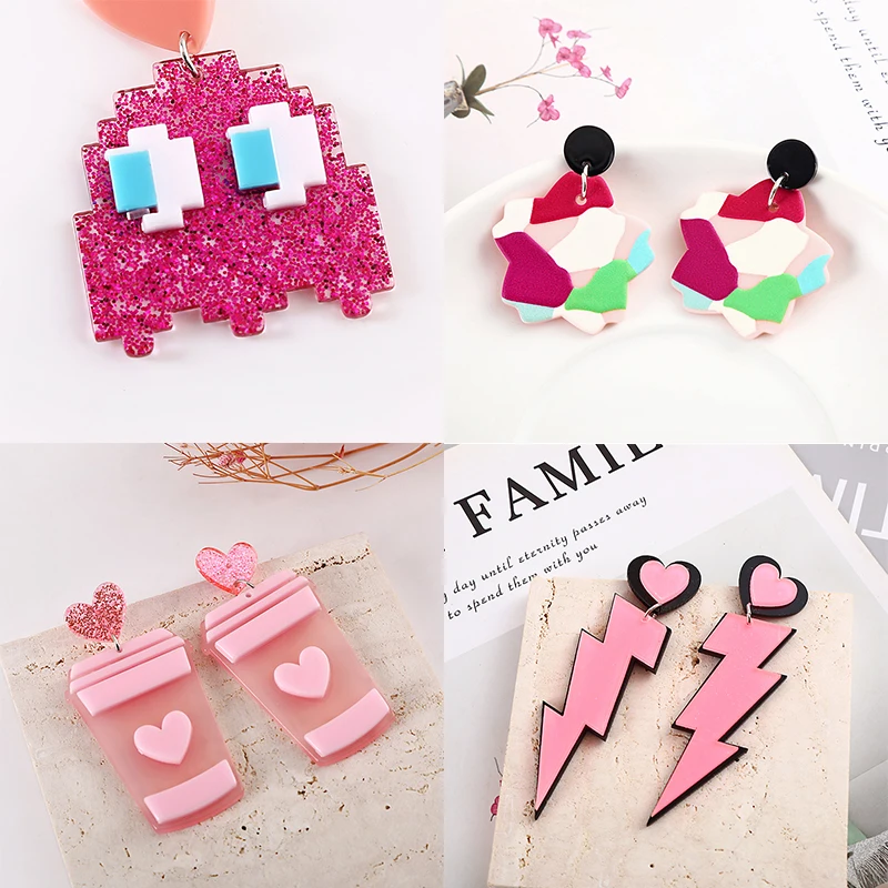 YAOLOGE Exaggerated Colorful Geometric Drop Earrings For Women Acrylic Earrings 2021 Trendy Party Gift Jewelry aretes de mujer