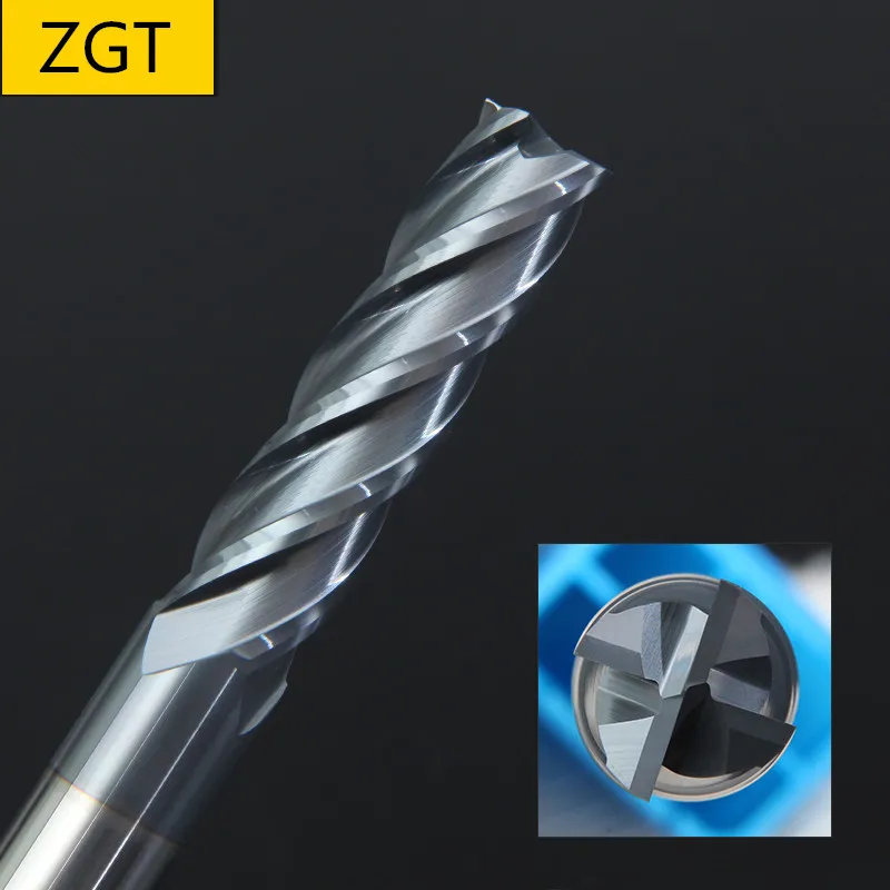 Zgt 1Pc Tungsten Staal Frees End Mill HRC50 4 Fluit 6Mm 8Mm 10Mm 12Mm 14Mm 16Mm 20Mm Carbide Metal Cutter Frezen