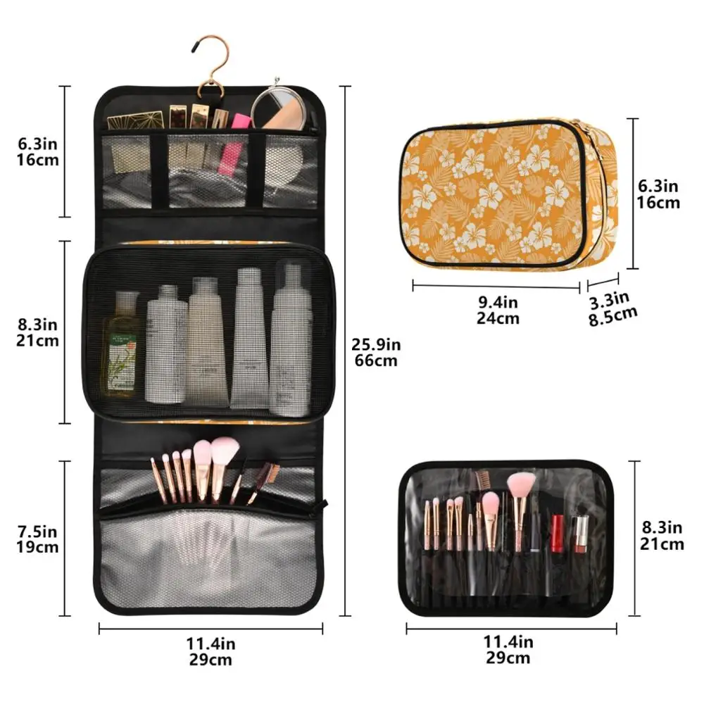 3 Set Women Travel Cosmetic Bag Zipper Storage Pouch Toiletry Bags Professional Cosmetics Brushes Eyebrow Shadows Make Up Tools