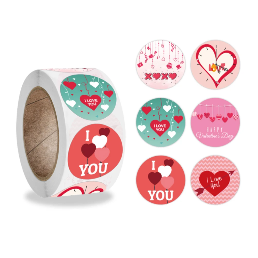 Happy Valentine's Day Heart With Balloon Decor Roll Stickers Romantic Stickers For Gift Packing  Sticker Girlfriend Boyfriend