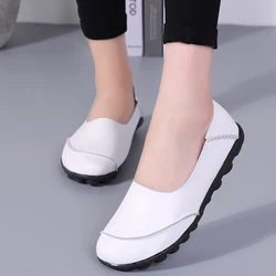 Ladies Shoes Round Head Solid Color Soft Sole Leather Stitching Durable Woman Vulcanize Shoes Ladies Vintage Leisure Footwear