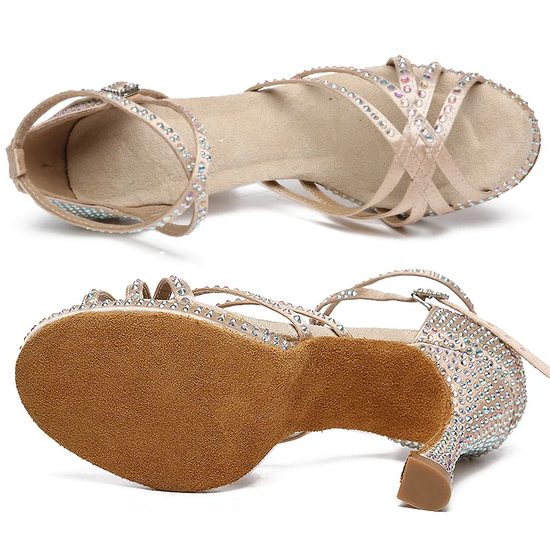 JuseDanc-Chaussures de brevLatine pour Femme, Sandales à Plateforme, Talon Bas, Salle de Bal, Salsa, Jazz, Mariage, Fille