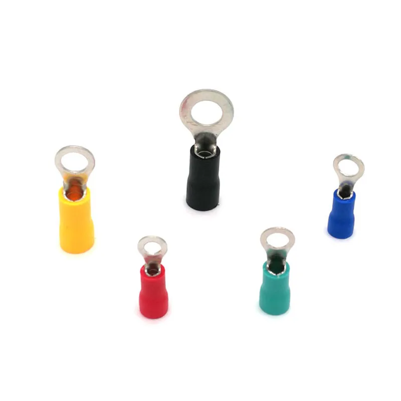 50 Buah Cincin Terisolasi Halangan Terminal Listrik Kawat Kabel Konektor RV1.25-3 RV2-4 RV3.5-5 RV5.5-6/8 Terminal Ferrules 22-10AWG