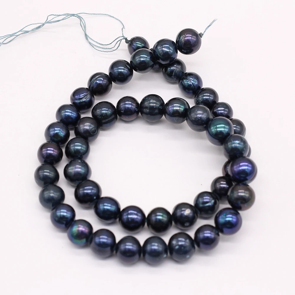 Natural Freshwater Real Pearl Black Round Beads Loose Pearls Bead For DIY Craft Charm Bracelet Necklace Jewelry Making 8-9mm