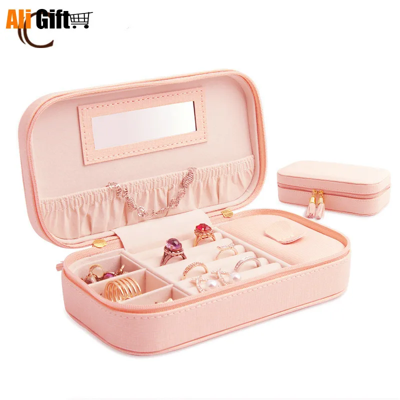 Fashion Jewelry Boxes Portable Travel Ring Earrings Necklace Princess Jewelry Boxes European Korean Jewelry Storage Boxes Gifts