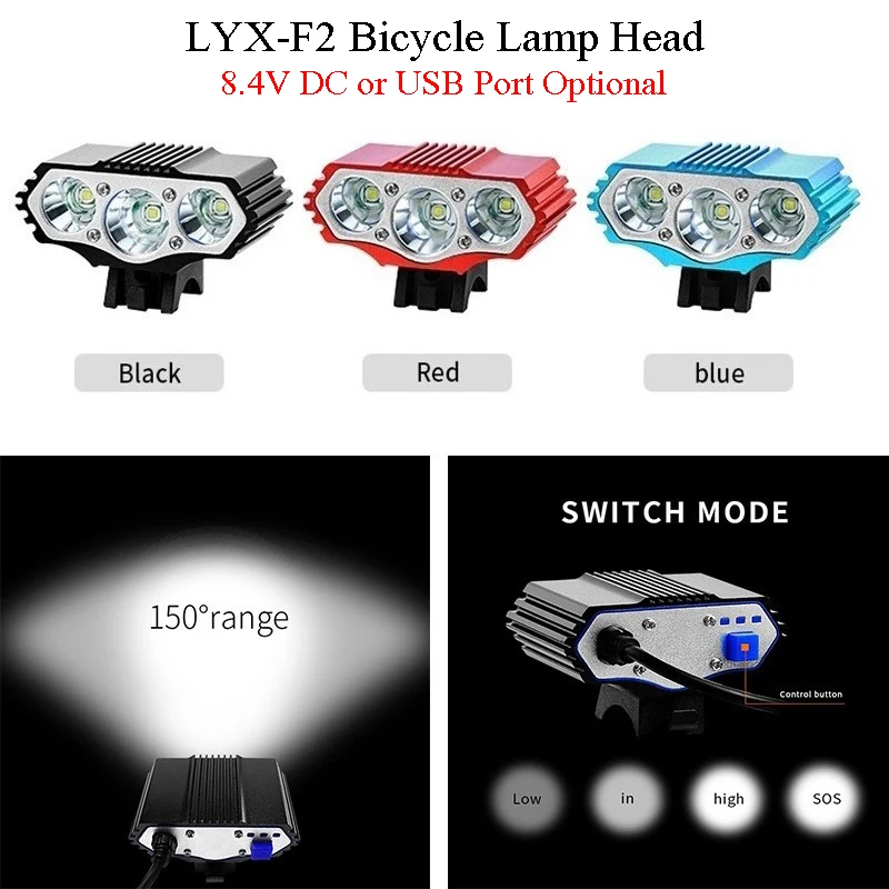 XML T6 Led Bicycle Light Head Cycle Riding Front Headlight MTB Bike Headlamp Torch Mountain Night Single Lighting Accessories