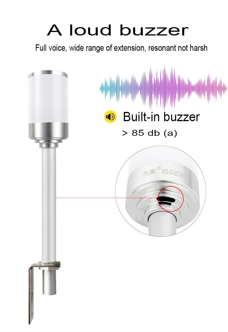 High Quality Aluminum LED Warning Light 3-Color In 1 Layer L-Shaped Bracket 24V Warehouse Rack Machine Tool Alarm Buzzer Light