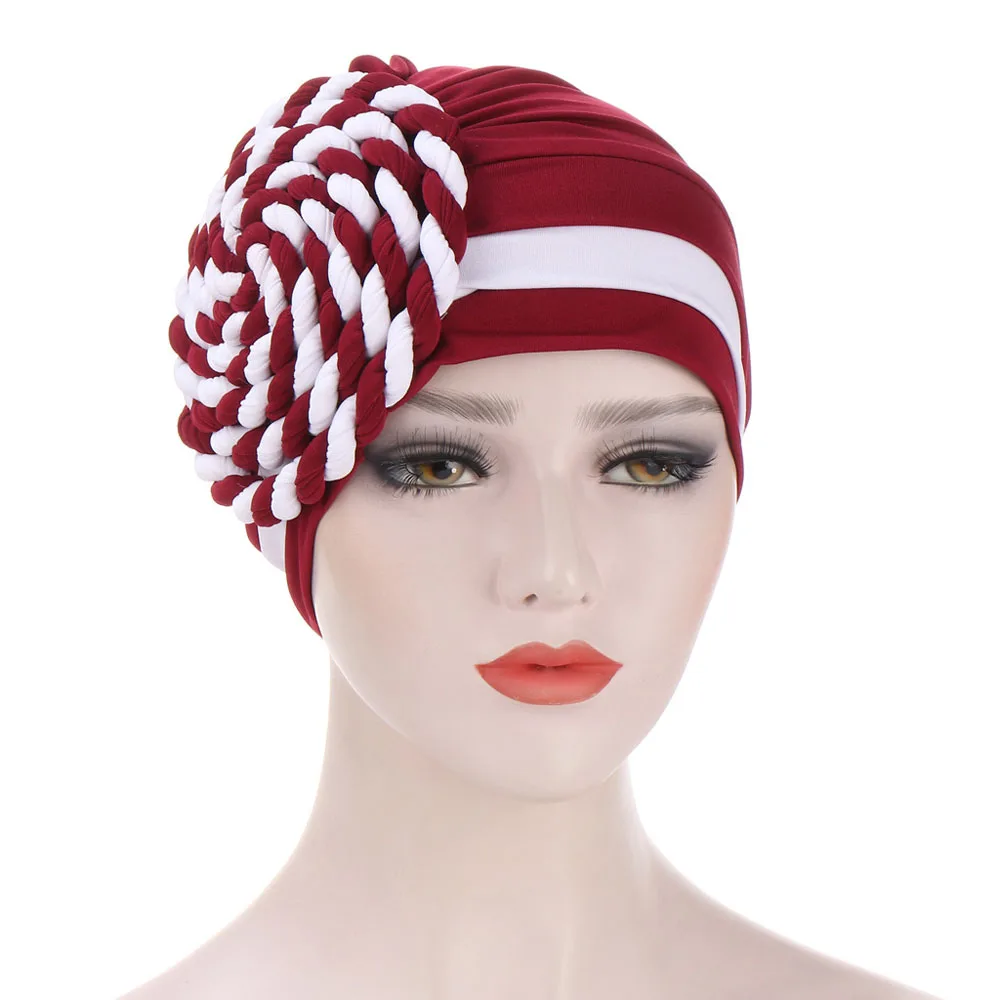 

Indian Braids Knot Turban Bonnet Hat Inner Hijab Muslim Women Hair Loss Chemo Cap Headscarf Wrap Beanies Headwear Turbante Mujer