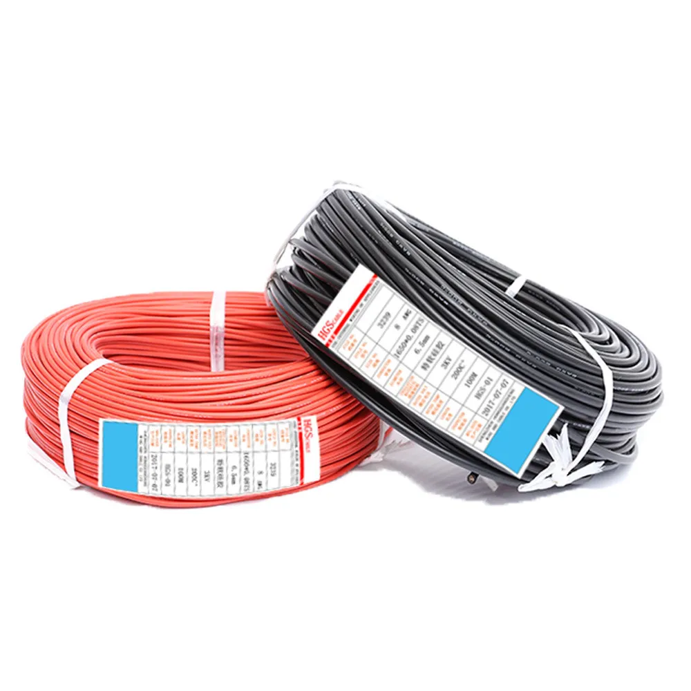 10meter/lot Special soft high temperature silicone wire 8 10 12 14 16 18 20 22 24 26 28 30 AWG (5m red and 5m black) color