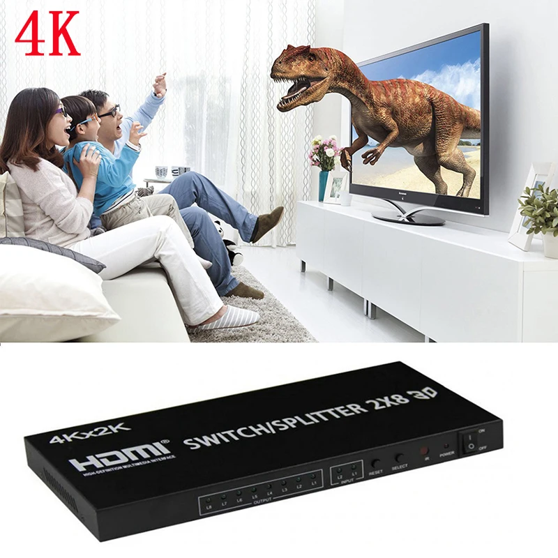 Imagem -05 - Divisor mi Cabo Divisor 2x8 Uhd mi 1.4 4k @ 30hz Entrada Saída para Led 4k tv mi Box Monitor para Computador Ps4