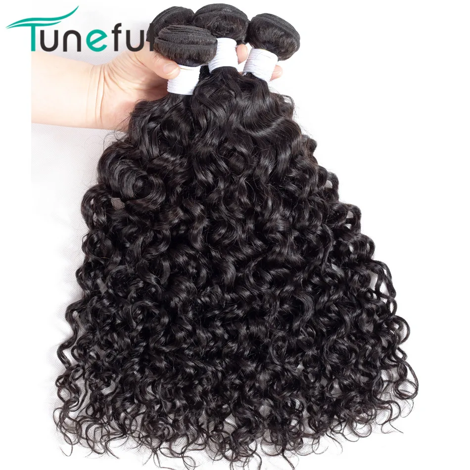 브라질 워터 웨이브 인모 직조 3 번들, 튜닝풀 레미 헤어 웨프트 직조 확장 자연 색상 표백 염색 가능