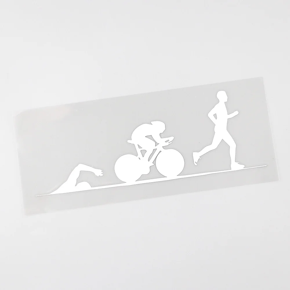 YJZT 16.5CMX5.7CM Sport Running Swimming Cycling Triathlon Vinyl Car Stickers Black/Silver