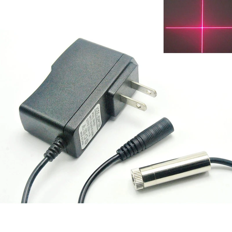 12mm * 30mm Dot/Lijn/Cross Focusable 30mw 650nm Rode Laser Lichten Module w 5V Adapter