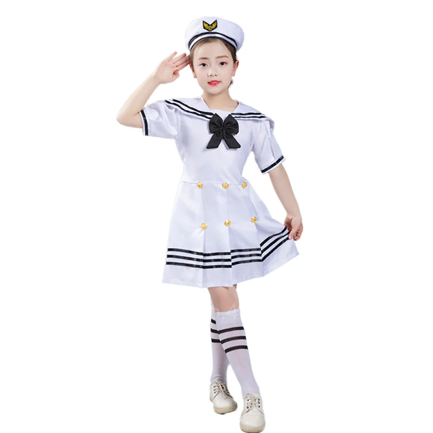 Halloween Costumes for Kids Girl Baby Boy Navy Sailor Marine Stripe Costume Carnival Festival Party Performance Clothing