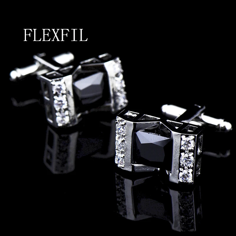 

FLEXFIL shirt cufflink for mens designer Crystal Cuff link Button male Fashion High Quality fashion Luxury Wedding abotoaduras