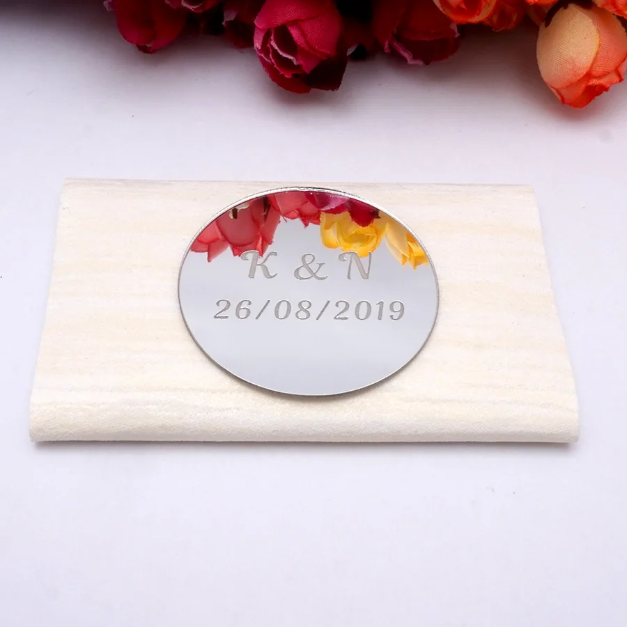 5pcs Personalized Wedding Invitation Tags Small Acrylic Mirror Welcome Guest Cards Table Center Decor Party Favors Gifts