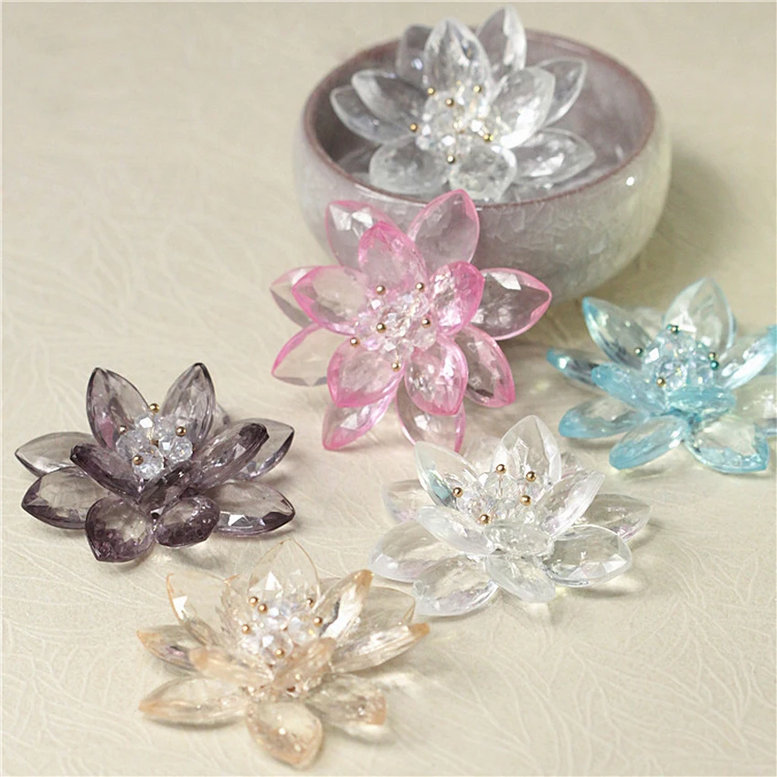 Handmade Acrylic Lotus Flower Heads, Artificial Flowers, Fake Flowers, Shoes Chest, Straw Hats, Cloth Accessories, 20Pcs, Bag