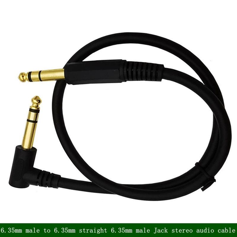 1/4 Inch TRS Instrument 90 Right-angle To Straight 6.35mm Male Jack Stereo Audio Cord 6.35mm Dual Channel Balanced 50CM Cable