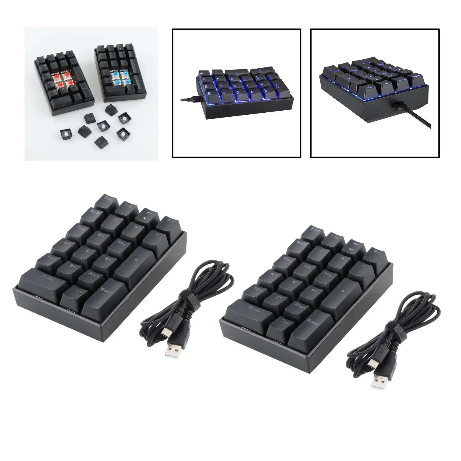 K23 Mini Numpad 21 Keys Wired Programmable USB-C for Cashier Office Home Use Compact Portable Numeric Keypad Mechanical Keyboard
